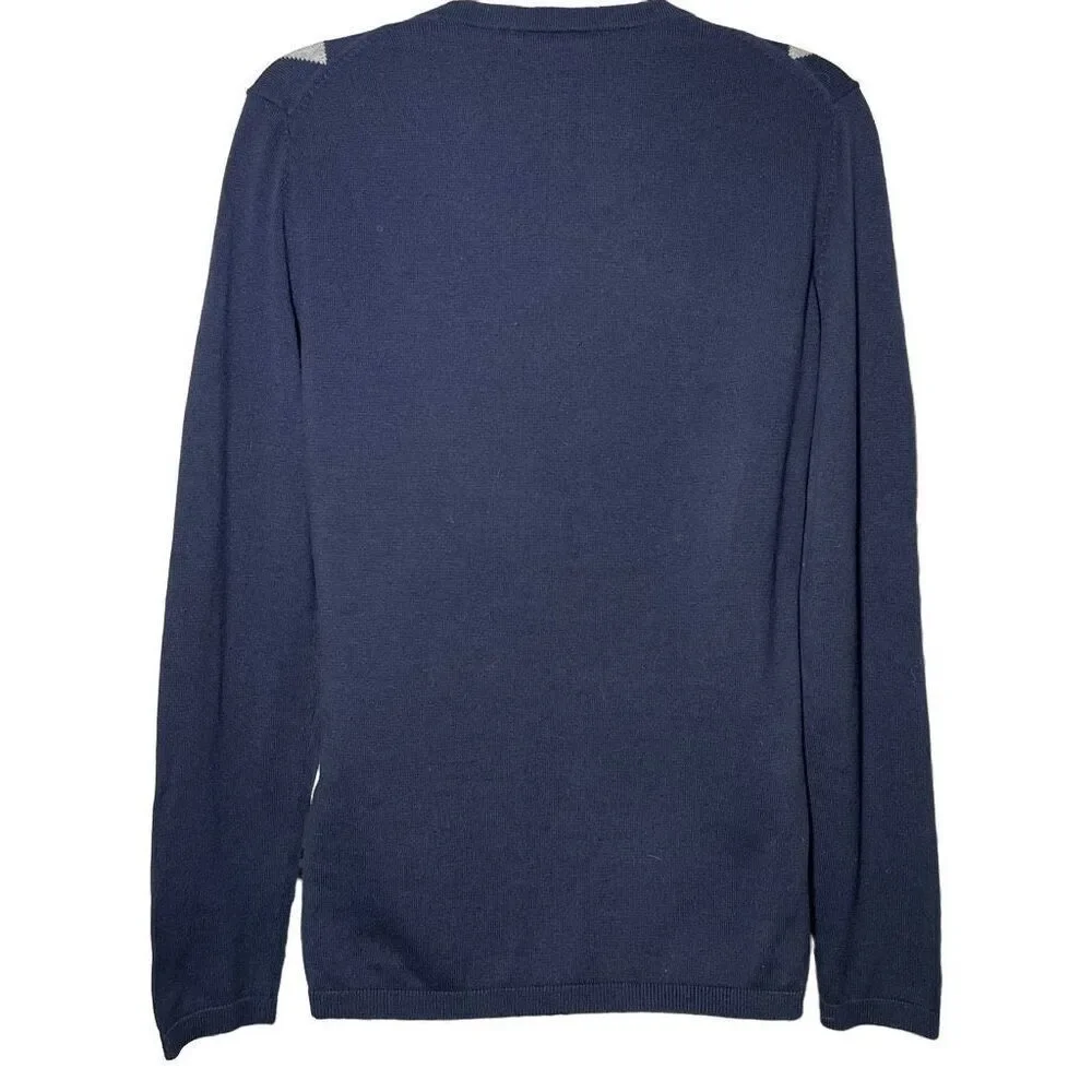 TOMMY HILFIGER 100% Cotton Argyle V-Neck Sweater